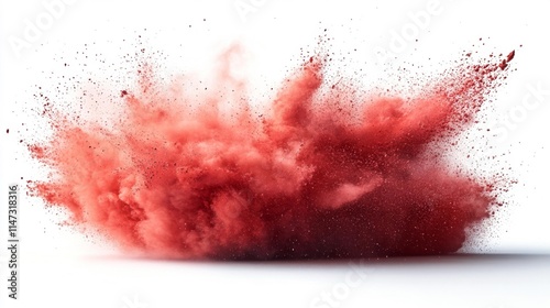 Red Powder Explosion on a White Background. Generative AI photo