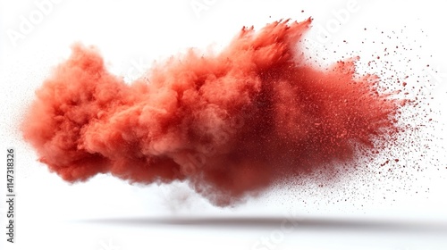 Red Powder Explosion on White Background. Generative AI photo