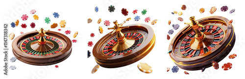 Roulette Wheels and Gems on Dark Background Isolated on transparent background photo