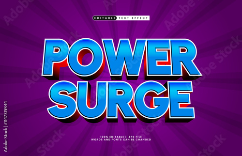 power surge editable text effect with a power and hero text style