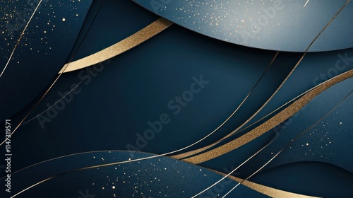 Modern abstract decorative flyer design featuring sleek lines, rich gold details, and a minimalist layout for family party occasions