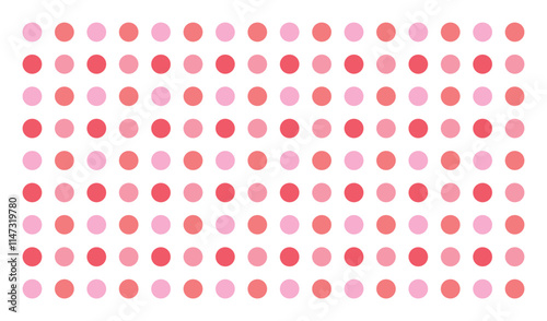 ドット水玉模様の透過シームレスパターン/ピンク・レッド/グリッド