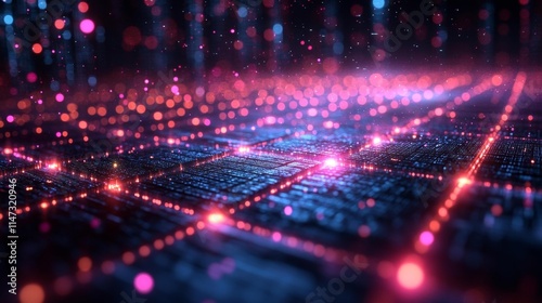 Wallpaper Mural Abstract Digital Waves and Data Blocks on a Futuristic Background. Generative AI Torontodigital.ca