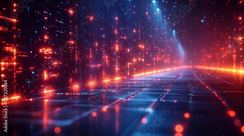 Digital Wave Blocks in a Futuristic Technology Landscape. Generative AI