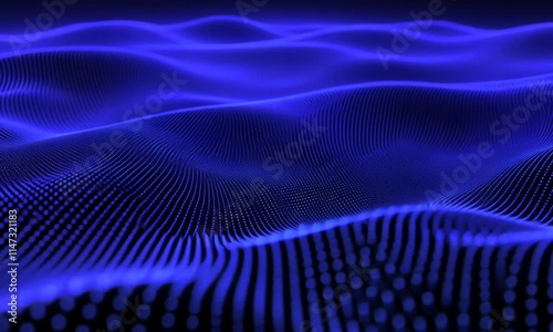Wallpaper Mural Abstract Blue Digital Wave Background: A mesmerizing digital landscape of interconnected dots forming a dynamic wave pattern. Torontodigital.ca