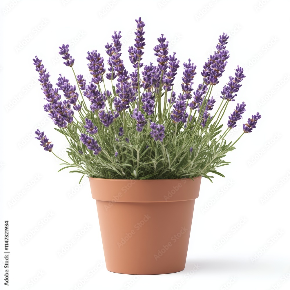 Naklejka premium a potted lavender plant isolated on white background