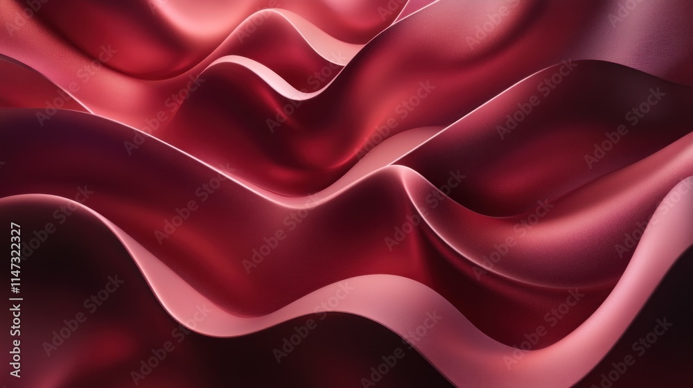 Fototapeta premium Stylized maroon design with 3D wave curves, polished gradients, and fine shadowing, suitable for high-end business and event designs