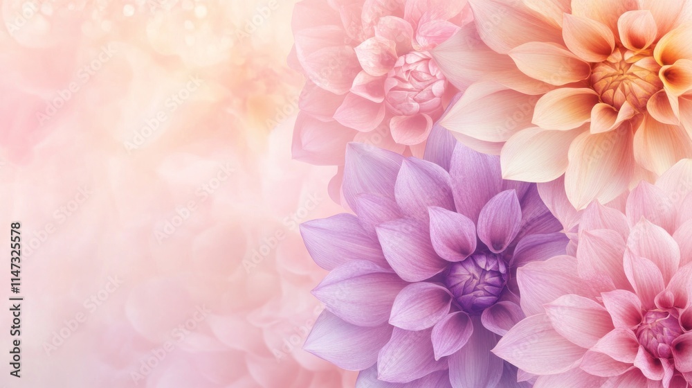 Obraz premium Pastel Dahlias Softly Bloom in Delicate Hues