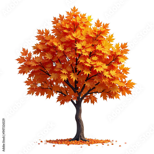 An autumn tree with orange leaves photo