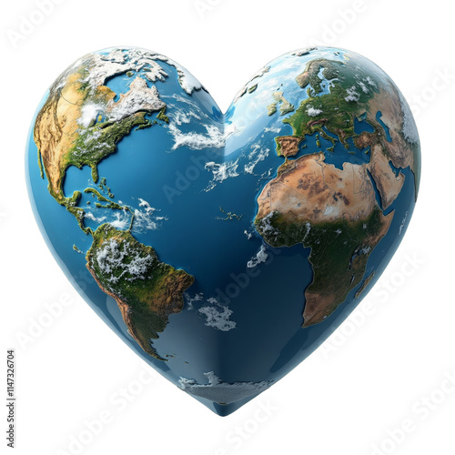 Fototapeta Naklejka Na Ścianę i Meble -  A heartshaped earth with continents