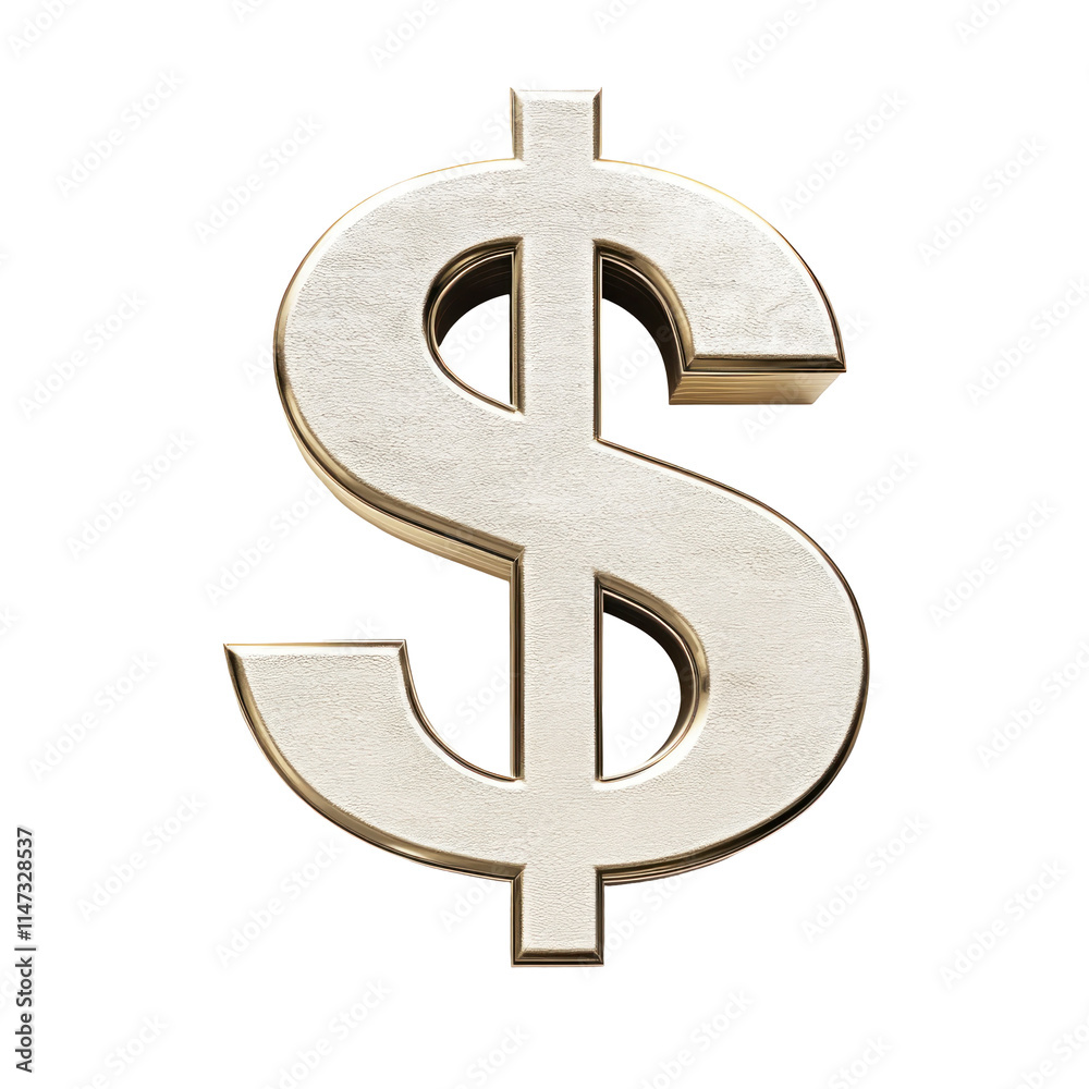 Realistic 3D Gold Dollar Symbol on White Background for Financial and Business Concepts Realistic 3D Gold Dollar Symbol on White Background for Financial and Business Concepts