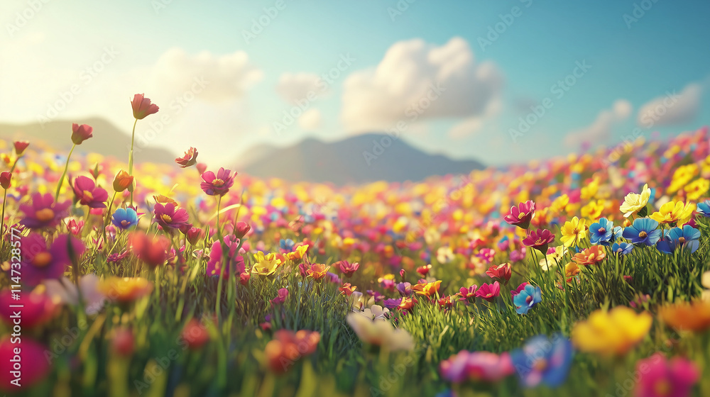 Obraz premium Colorful flower field in summer