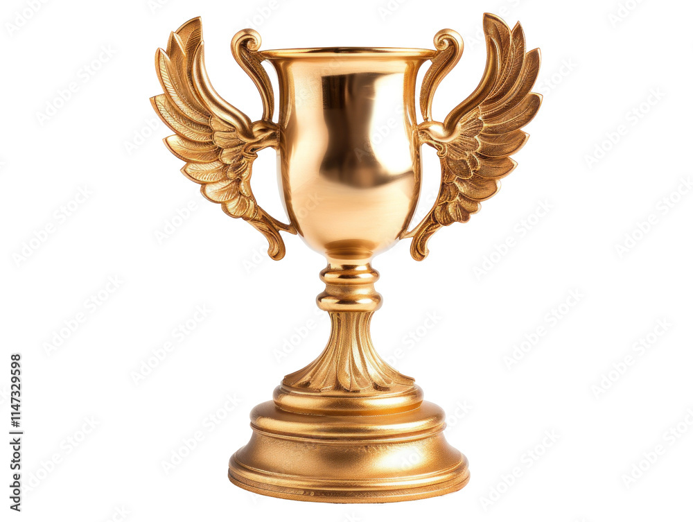 Golden Trophy with Wings Symbolizing Victory and Achievement in Sports and Awards Ceremonies