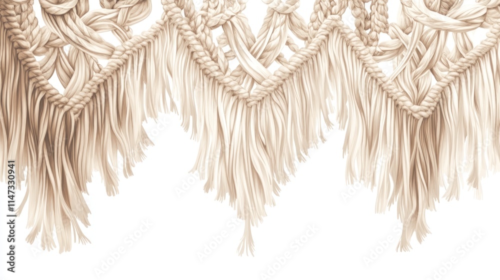 Fototapeta premium Intricate Beige Macrame Textile with Fringes