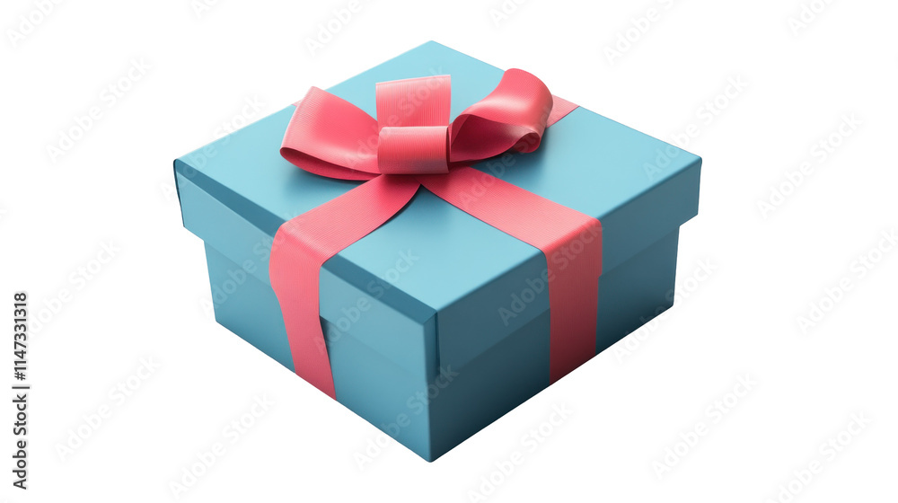 Blue Gift Box with Pink Ribbon Suitable for Celebrations and Special Occasions Blue Gift Box with Pink Ribbon Suitable for Celebrations and Special Occasions