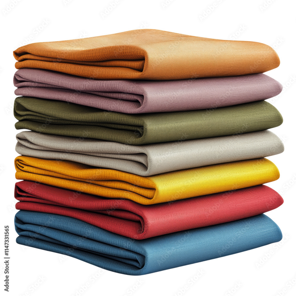 Textiles Stacked Neatly for Creative Use Isolated on transparent background Textiles Stacked Neatly for Creative Use Isolated on transparent background