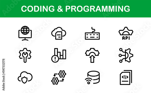 Customizable Coding and Programming Icons. Vector Graphics for Development, Design Systems, and Tech Workflows