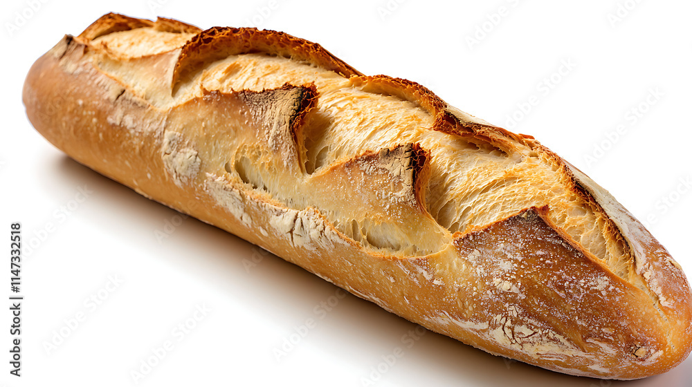 A long loaf of bread with a crusty edge A long loaf of bread with a crusty edge