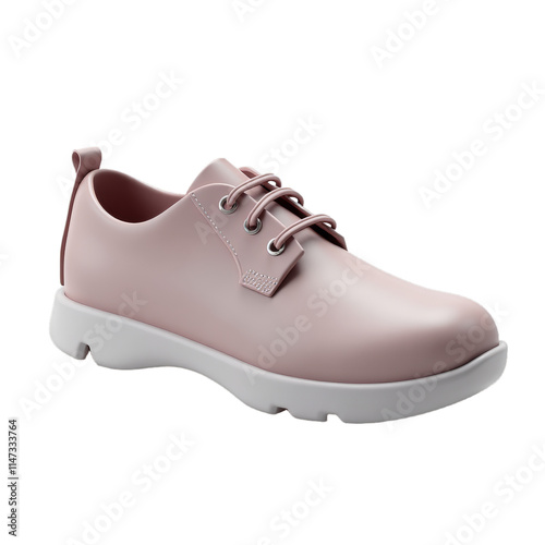 Pink casual sneaker with white sole and elastic lace loops photo