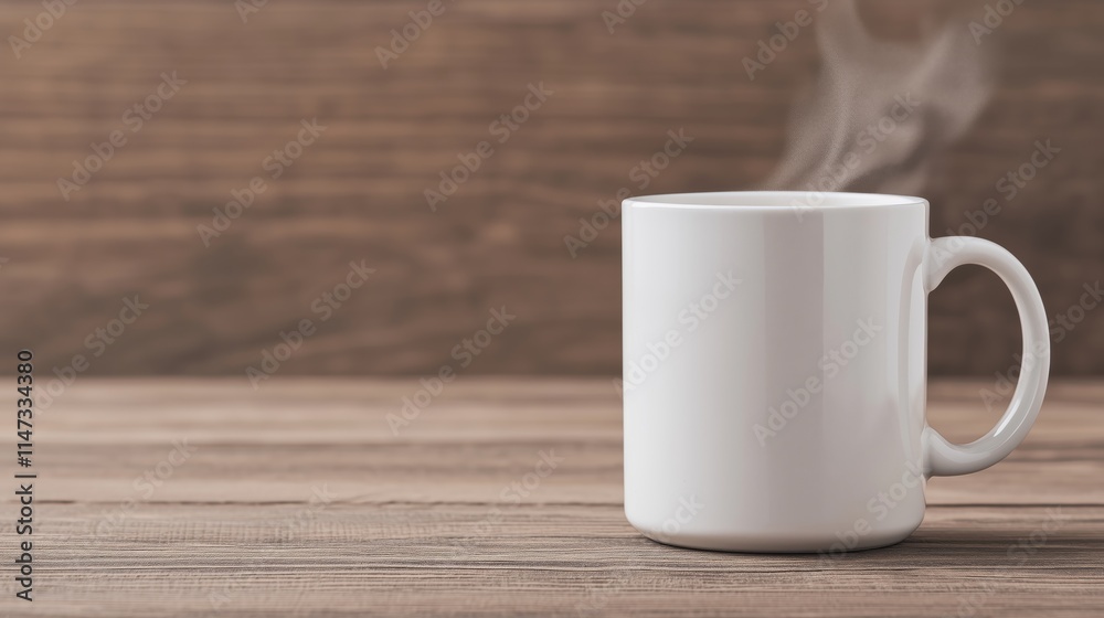 Steaming hot coffee mug rustic wooden table beverage photography cozy atmosphere close-up perspective Steaming hot coffee mug rustic wooden table beverage photography cozy atmosphere close-up perspective