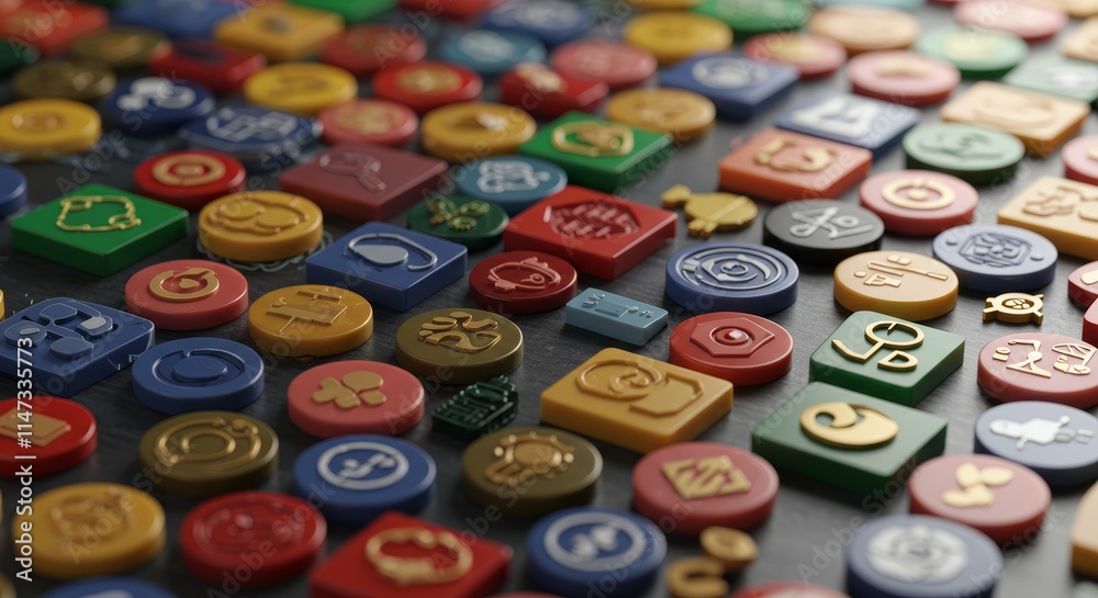 Icon, tiles and symbols, graphic design backgrounds, ai generative elements Icon, tiles and symbols, graphic design backgrounds, ai generative elements