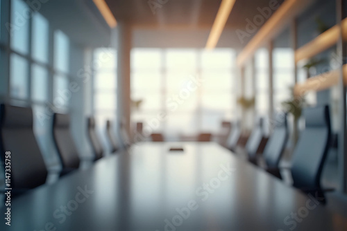 Light blurred background. Blur Modern contemporary office and meeting room,interior design. with panoramic windows and a perspective.