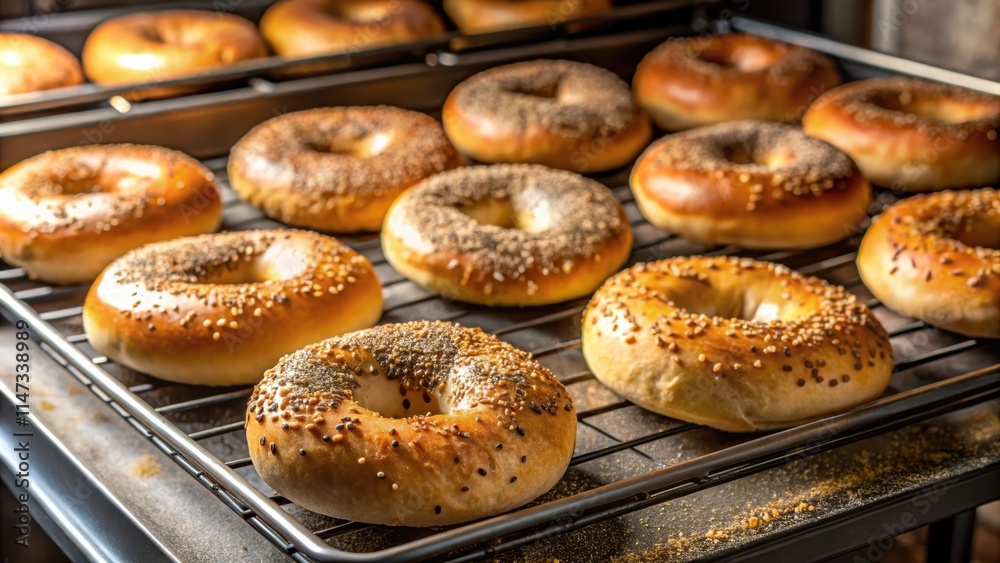 Homemade sugar free bagels baking in oven , bagels, homemade, sugar free, oven, baking, fresh, breakfast