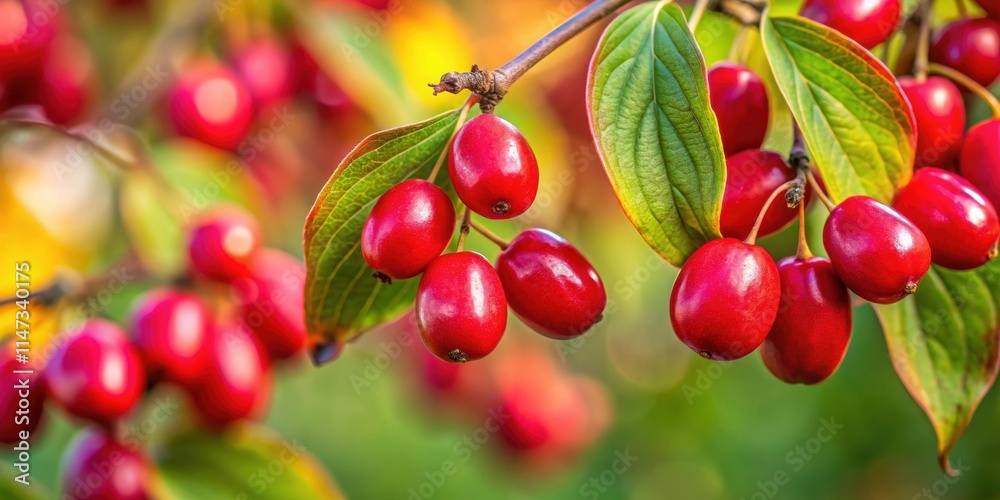 Close-up of a vibrant dogwood berry hanging from a tree , nature, red, vibrant, plant, outdoors, close-up, botanical, tree, berry Close-up of a vibrant dogwood berry hanging from a tree , nature, red, vibrant, plant, outdoors, close-up, botanical, tree, berry