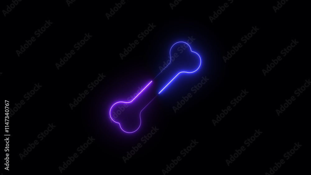 multicolor Dog Bone Icon. glowing bone isolated on back background. multicolor Dog Bone Icon. glowing bone isolated on back background.