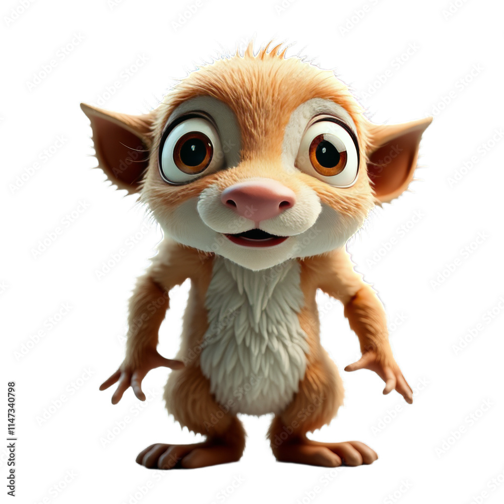 Obraz premium A cute animated creature with a fluffy coat and large expressive eyes