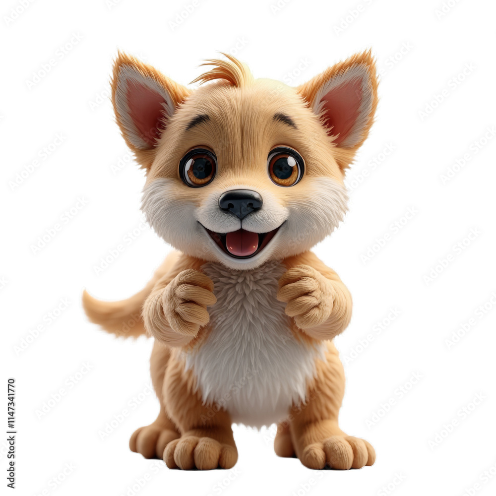 Obraz premium Cute animated puppy with big eyes