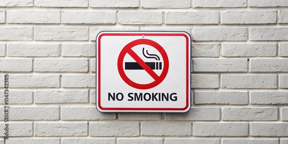 No smoking sign displayed on a white brick wall , warning, prohibition, symbol, red, white, brick, background, no, smoke No smoking sign displayed on a white brick wall , warning, prohibition, symbol, red, white, brick, background, no, smoke