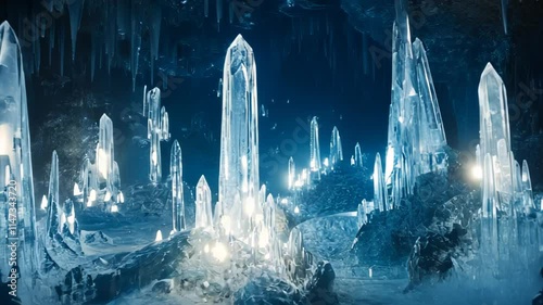 Enchanted Crystal Cave: A mesmerizing subterranean world of luminous crystals