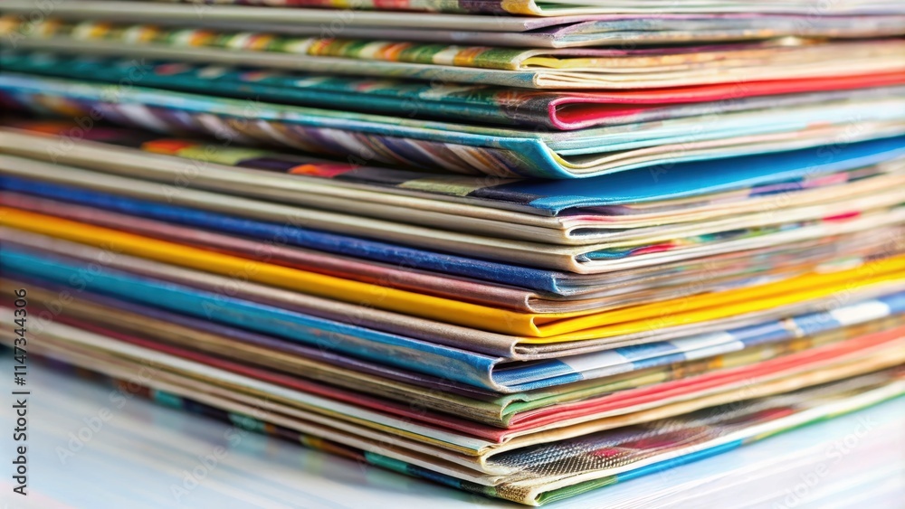 Colorful stack of magazines with extremely shallow depth of field, magazines, stack, colorful Colorful stack of magazines with extremely shallow depth of field, magazines, stack, colorful