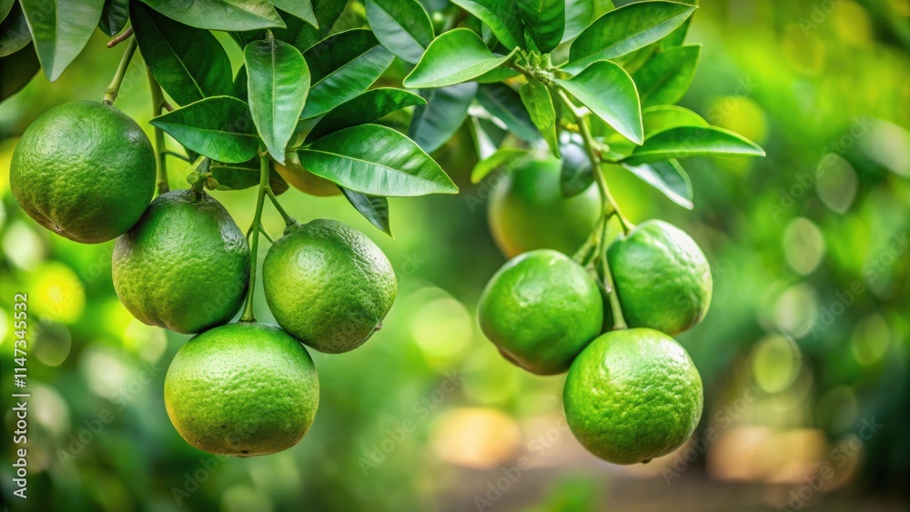 Green trifoliate orange fruits hanging from tree in garden , Citrus trifoliata, green, fruits, tree, garden, organic, fresh Green trifoliate orange fruits hanging from tree in garden , Citrus trifoliata, green, fruits, tree, garden, organic, fresh
