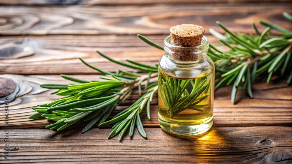 Bottle glass of essential Rosemary oil with fresh rosemary leaves, herbal oil concept , Rosemary, essential oil Bottle glass of essential Rosemary oil with fresh rosemary leaves, herbal oil concept , Rosemary, essential oil