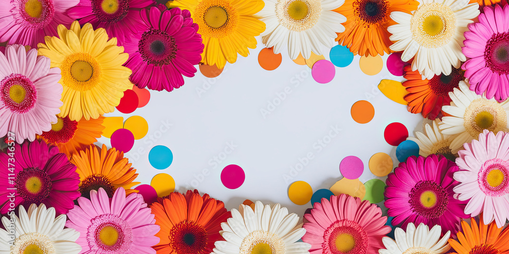 custom made wallpaper toronto digitalColorful Gerbera Daisies Confetti Border