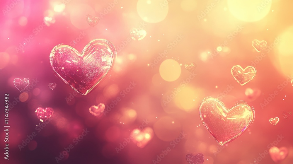 Colorful Hearts Floating in a Dreamy Bokeh Background Colorful Hearts Floating in a Dreamy Bokeh Background