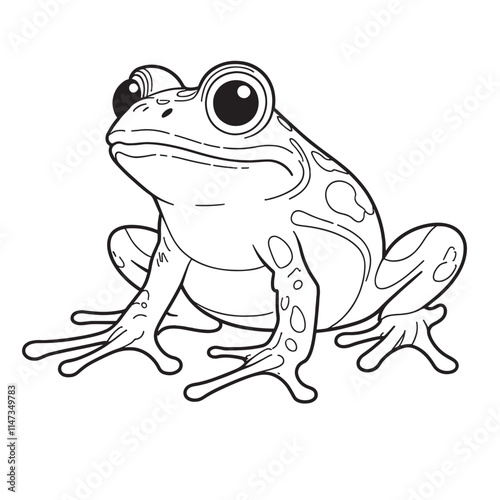 Frog  line art on white backgroun