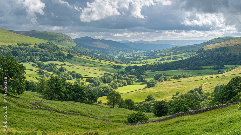 Scenic rolling hills under partly cloudy skies nature landscape green valley serenity aerial view tranquil beauty Scenic rolling hills under partly cloudy skies nature landscape green valley serenity aerial view tranquil beauty