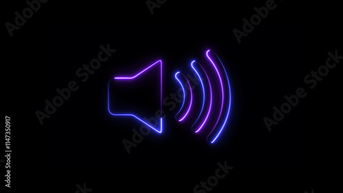 multicolor speaker icon on black background. neon loudspeaker icon.