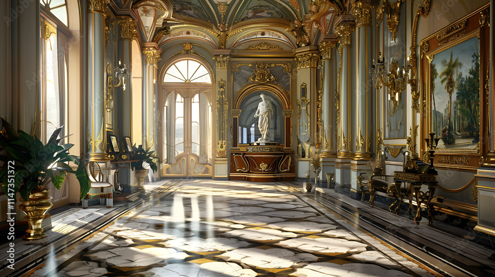 Fototapeta premium Luxury House Interior, world architecture day, first Monday of October, Generative Ai