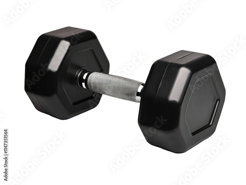 Black Heavy Dumbbell for Weight Lifting, Isolated on a Transparent Background