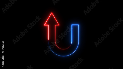Neon multicolor U-turn Arrows icon. U-turn direction arrow. Icon for design.