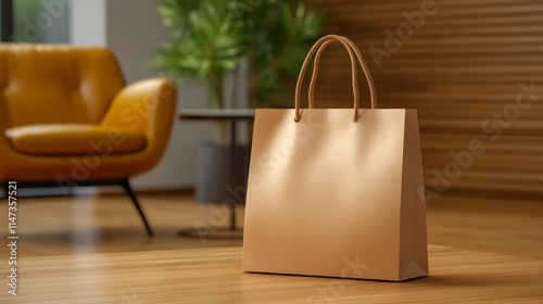 Wallpaper Mural Paper shopping bag in designer interior. Generative AI Torontodigital.ca