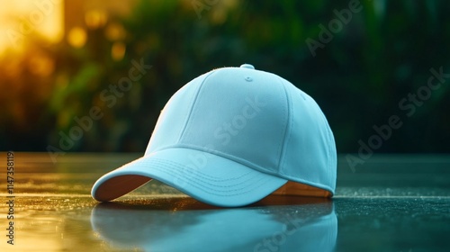 Wallpaper Mural Cap mockup with reflective ceramic background. Generative AI Torontodigital.ca