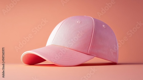 Minimal Pink Cap Mockup on Soft Gradient Background. Generative AI photo