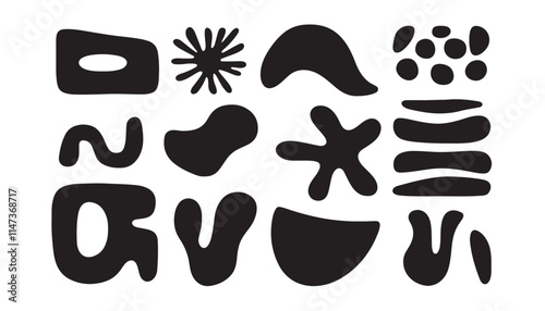 Playful Organic Black-and-White Art Shapes