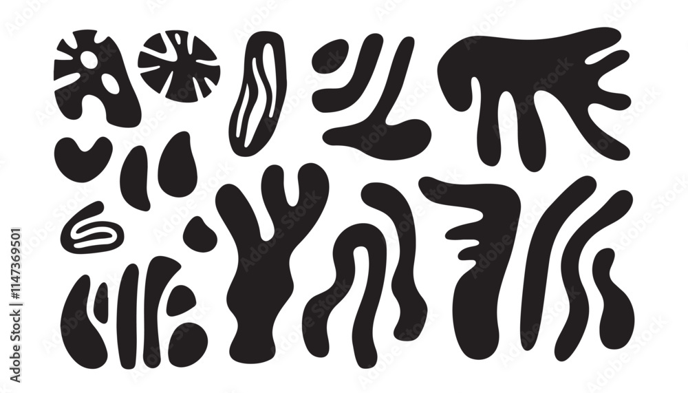 Monochrome abstract collection with flowing designs Monochrome abstract collection with flowing designs