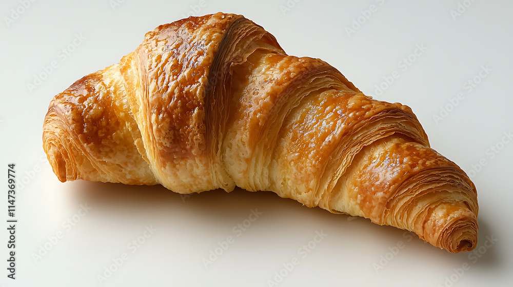 A croissant is sitting on a white background A croissant is sitting on a white background